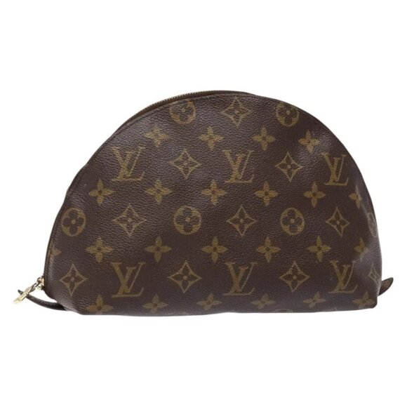LOUIS VUITTON Monogram Trousse Demi Ronde Cosmetic Pouch M47520 LV Auth BA4901 - Picture 1 of 15